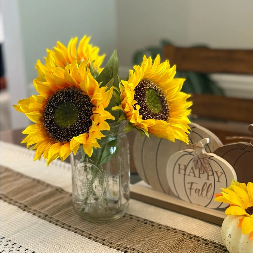 Autumn Floral Arrangement in Mason Jar with LED lights